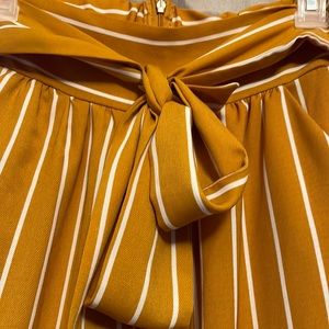 Womens striped mustard high waisted wide leg pants
